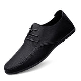 Xajzpa - Leather Men Shoes Fashion Formal Men Shoes Moccasins Italian Breathable Male Driving Shoes Black Plus Size 38-47