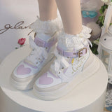 Xajzpa - Macaron Campus Style Lolita Sneakers Are Cute and Sweet All-match Autumn and Winter Thick-soled Height-increasing Shoes