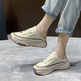 Xajzpa - Korean Women Sneakers 2023 Spring Autumn New Platform Shoes for Women Fashion Casual Sports Bao Head Half Slipper Woman