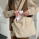 Xajzpa - Corduroy Tote Bag for Women 2023 Fashion Solid Color Shoulder Bag with Side Pocket Girl Autumn And Winter Large Capacity Handbag