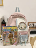 Xajzpa - Women Backpack Nylon Waterproof Schoolbag For Teenage College Style Pure Color Girls Backpack Bookbag Cute Casual Travel