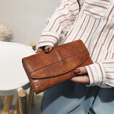 Xajzpa - Vintage Trifold Wallet Women Long PU Leather Wallet Female Clutch Purse Hasp Female Phone Bag Girl Card Bags Ladies High Quality