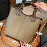 Xajzpa - Luxury women's bag new bag women's togo leather bucket bag first layer cowhide bag portable shoulder messenger bag