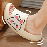 Xajzpa - Summer Women Cute Cartoon Slides Platform Flat Heel Eva Sole Soft Non Slip Lightweight Indoor Slippers Bathroom Ladies Shoes