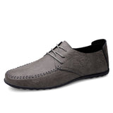 Xajzpa - Leather Men Shoes Fashion Formal Men Shoes Moccasins Italian Breathable Male Driving Shoes Black Plus Size 38-47