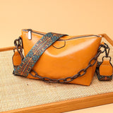 Xajzpa - Vintage Oil Wax Leather Shoulder Crossbody Bags For Women New Designer Chains Handbag Luxury Soft Female Messenger Tote Sac