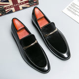 Xajzpa - New Loafers Men Blue Black Business Men Dress Shoes Handmade Slip-On Round Toe Spring Autumn