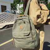 Xajzpa - New Casual Cool Girl Boy Canvas Green Laptop Student Bag Trendy Women Men College Bag Female Backpack Male Lady Travel Backpack