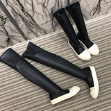 Xajzpa - New Women Shoes Over Knee High Boots Luxury Trainers Winter Casual Brand Snow Spring Flats Shoes Black Big Size Mid-calf Boots