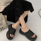 Xajzpa - Summer Sandals Women Platform Shoes Heels Luxury Mules Wedge Black Plus Size Slippers Elegant Designer pu leather House Indoor