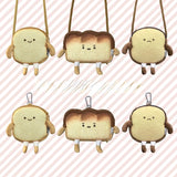 Xajzpa - Creative Bread Toast Plush Shoulder Bag Girls Coin Purse Card Holder Female Casual Cute Cartoon Handbags Storage Crossbody Tote