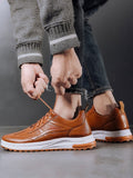 Xajzpa - Autumn Casual Shoes Men's New Korean Version Of Fashion Shoes Leather Breathable Front Lace Men's Shoes Men's Shoes