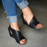Xajzpa - Women's Summer Sandals Wedges Platform Ladies Clog Sandalias Mujer Shoes Female Zipper PU Peep Toe Fashion Woman