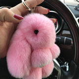 Xajzpa - Car Keychain Accessories Lovers Rabbit Bags Hangings Female Genuine Imitate Bunny Fur Hairball Suit Rabbit Pendant Bunny Gifts