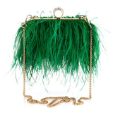 Xajzpa - Luxury Ostrich Feather Evening Bags For Women  Chain Shoulder Crossbody Bag Tassel Party Clutch Purse Green Wedding Handbags