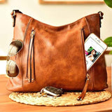 Xajzpa - Retro Stylish Women Shoulder Handbagas Oil Wax PU Leather Messenger Purses Travel Bags Female Study Tote Bags Brown New