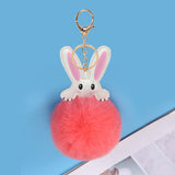 Xajzpa - Car Keychain Accessories Lovers Rabbit Bags Hangings Female Genuine Imitate Bunny Fur Hairball Suit Rabbit Pendant Bunny Gifts