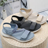 Xajzpa - 2023 New Summer Flat Sandal for Women Interlaced Elastic Band Soft Sole Casual Beach Shoe Magic Tape Anti-Skid Sport Sandal35-42