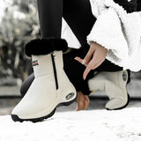 Xajzpa - Snow Boots Women Winter Platform Thigh High Boots Flat Quality Keep Warm Black New Ladies Lace-up Comfortable Leather Boots