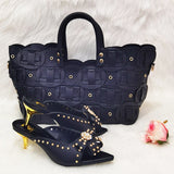 Xajzpa - Rivet Style  Women Shoes and Bag to Match in Color matching High Quality Nigerian Design Matching Shoes and Bag