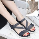 Xajzpa - 2023 New Summer Flat Sandal for Women Interlaced Elastic Band Soft Sole Casual Beach Shoe Magic Tape Anti-Skid Sport Sandal35-42