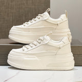 Xajzpa - Platform White Sneakers for Women 2023 Spring Autumn Genuine Leather Sports Shoes Women Fashion Casual Zapatos De Mujer