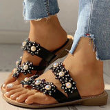 Xajzpa - Studded Toe Post Flat Slipper