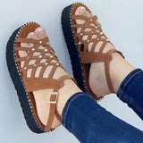 Xajzpa - Sandals Women 2023 Gladiator Flat Heels Sandals Summer Shoes Women Ankle Strap Platform Sandals Casual Summer Chaussure Femme