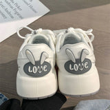 Xajzpa - Kawaii Rabbit Ears Decorative White Shoes Korean Fashion Autumn New All-match Student Casual Cute Platform Shoes