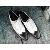 Xajzpa - New Brogue Shoes for Men Mixed Colors Square Toe Black White Spring Autumn Handmade Men's Shoes for Business