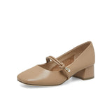 Xajzpa - Women Basto Vintage Low Chunky Heel Mary Jane