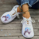 Xajzpa - White Casual Sportswear Daily Frenulum Printing Round Mesh Breathable Comfortable Out Door Shoes