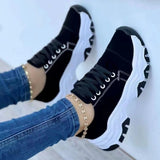 Xajzpa - Black Casual Daily Patchwork Contrast Round Comfortable Sport Shoes