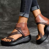 Xajzpa - Womens Pu Toe Ring Platform Back Zipper Sandals