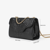 Xajzpa - Black Crocodile Pattern Crossbody Bag Solid Color Flap Chain Shoulder Bag Mobile Phone Bag