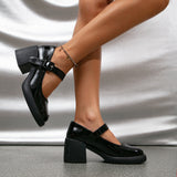 Xajzpa - Women Retro Style Chunky Heeled Mary Jane Shoes