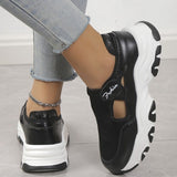 Xajzpa - Black Casual Hollowed Out Patchwork Contrast Round Comfortable Out Door Shoes