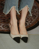 Xajzpa - Pointed Toe Colorblock Slingback Heels