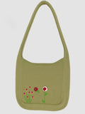 Ethnic Floral Embroidery Knitted Shopper Bag
