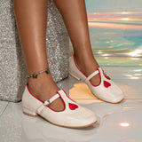 Xajzpa - Women Retro Heart Color Matching Mary Janes