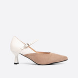 Xajzpa - Women Point Toe Two Tone Heeled Mary Janes