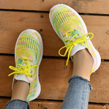 Xajzpa - Yellow Casual Sportswear Daily Patchwork Frenulum Tie-dye Round Mesh Breathable Comfortable Sport Shoes