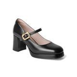 Xajzpa - Women Minimalist Chunky Heeld Mary Janes