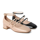 Xajzpa - Women Elegant Solid Color Leather Ornament Mary Janes