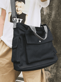 Large Pocket Canvas Crossbody Bag