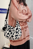 Leopard Print Fuzzy Shoulder Bag