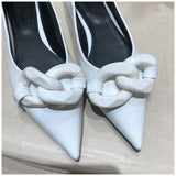 Xajzpa Brand Design Chain Buckle Flat Shoes Women Flat Heel Ballet Pointed Toe Slip On Female Ballerina Casual Loafers