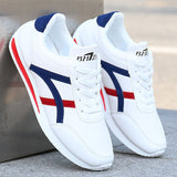 Xajzpa - New men's shoes fashion leather non-slip white shoes casual sports shoes men's round toe low-top comfortable running shoes