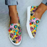 Aiertu Women Flat Shoes Casual Summer Patchwork Printed Leisure Loafers Women Shoes Canvas Slip On Sneakers Women's Vulcanize Shoes Aiertu