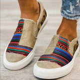 Aiertu Women Flat Shoes Casual Summer Patchwork Printed Leisure Loafers Women Shoes Canvas Slip On Sneakers Women's Vulcanize Shoes Aiertu